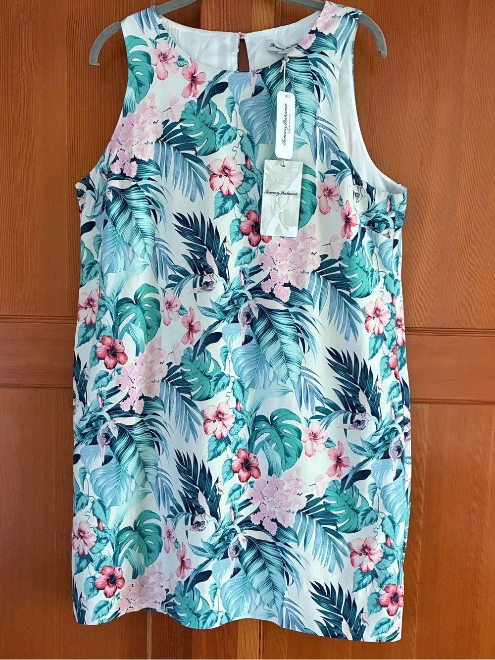 NWT Tommy Bahama Silk Tropical “Hibiscus Haven" Sleeveless Dress Pockets Large